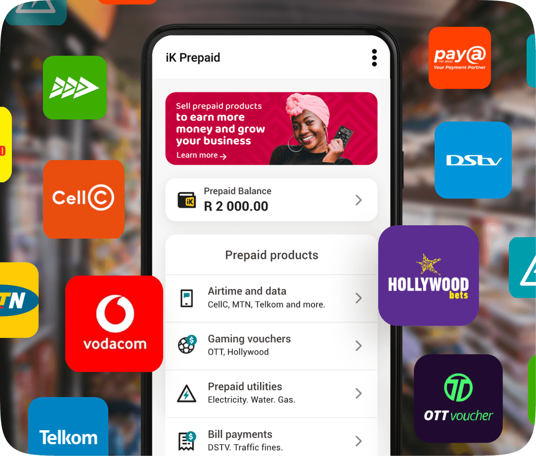 iK App showing Prepaid products