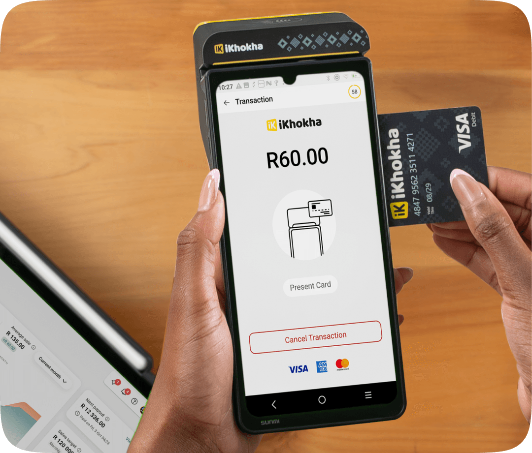 Woman inserting card into machine