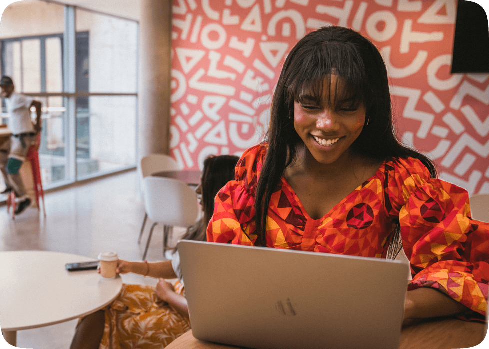 iKhokha team member behind laptop